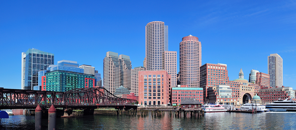 A Boston skyline on a sunny day